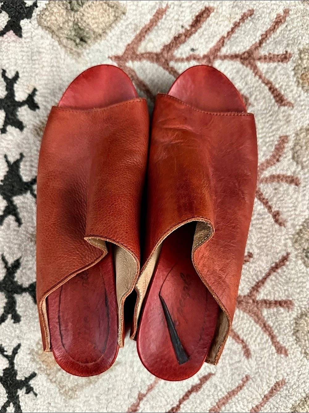 Free People Hudson Wedge Clogs Red & Brown
